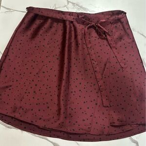 Abercrombie & Fitch Maroon A-Line Silk Effect Mini Skirt